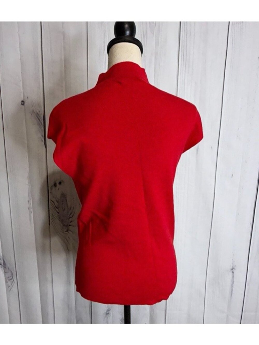 Ann Taylor Petite Sz LP Mock Neck Sleeveless Knit Top Sweater Red Capsule - Picture 5 of 9